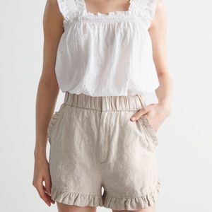 & Other Stories Linen Frilled Ruffle Shorts